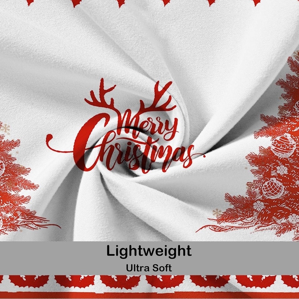 COSEVIER Christmas Duvet Cover Queen Size - Tree Reindeer Snowflakes Design - Picture 4 of 7